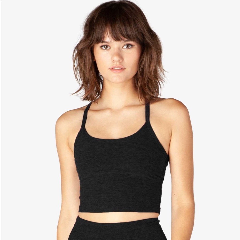 Spacedye slim racerback cropped tank - charcoal